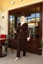 Women's Double Belted Jacket Suit Brown - 2