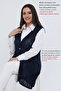 Large Size Very Special Knitwear Long Hijab Spring Summer Openwork Thin Long Mother's Navy Blue Vest - 2
