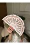 Rose Detailed Bridal Fan with Stones
