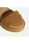 Women's Tan Adjustable Buckle Leather Detailed Wedge Heeled Suede Sandals - 7