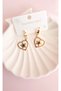 Gold Color Heart and Star Detailed Green Stone Steel Dangle Earrings-Steel Earrings-Steel Earrings with Heart