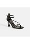 Women's Black Buckle Detailed Heeled Evening Dress Shoes - 5