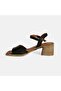 Black Women's Leather Sandals with Buckle Detail - 3