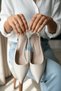 Calista Beige Side Buckle (4 cm Heel Length) Pointed Toe Heeled Ballerina Shoes - 8
