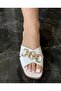 Women's Gold Chain Buckle Cross-Strap Slippers Summer Casual Stylish Comfortable Sandals - 4