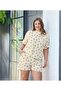 Women's Yellow Ice Cream Patterned Shorts Pajama Set 100% Cotton Home Wear - 2