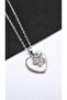 White Enamel Steel Necklace with Heart Paw Figure