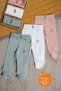 Rocha Baby Baby Ribbed Cotton High Waist Booties 3-Piece Boxed Bottom Pants with Wooden Buttons - 2