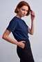 Women's 100% Organic Cotton Relaxed Fit Navy Blue Round Neck T-Shirt - 4