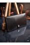 Genuine Leather Black Portfolio Long Unisex Wallet with Card & Phone & Passport Holder Compartments
