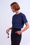 Women's 100% Organic Cotton Relaxed Fit Navy Blue Round Neck T-Shirt - 7