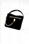 Women's 3-Compartment Square Model Chain Detail Handbag and Shoulder Bag Glossy Black
