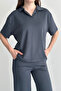 Women's Modal Fabric Half Sleeve Polo Collar Tracksuit Set 1210 - 2