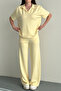 Women's Modal Fabric Half Sleeve Polo Collar Tracksuit Set 1210 - 3