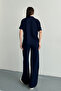 Women's Modal Fabric Half Sleeve Polo Collar Tracksuit Set 1210 - 5