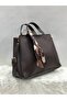 Women's Bitter Brown Oversized Scarf Detailed Hand and Shoulder Bag - 4