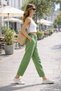 Women's Summer Synthetic Linen High Waist Elastic Skinny Leg Mom Pants C611 - 4