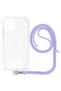 Apple iPhone 12 Mini Transparent Silicone Case with Rope Strap Lilac
