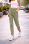 Women's Summer Synthetic Linen High Waist Elastic Skinny Leg Mom Pants C611 - 7