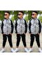 Unisex Striped Detail Hooded Kids Tracksuit Set 1903 - 3