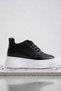 Cloudlift Women's Black-White Hidden Heel Lace-Up Sneaker Daily Comfortable Sports Shoes Height Increasing 8cm - 6