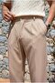 Baruchel Pleated Baggy Fit Fabric Men's Trousers - Beige - 2