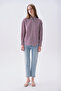 Women's Plum Striped Oversize Long Sleeve Shirt - 3