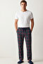Checkered Cotton Men's Pajama Bottoms Soft Stretchy Comfortable Fit with Pockets Drawstring Green Plaid Relax Fit - 2