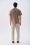 Men's Mink Color Embroidered Loose Fit Crew Neck T-Shirt - 2