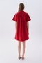 Women's Red Polo Collar Short Sleeve Mini Dress with Pocket Detail - 2