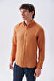 Men's Brown Slim Fit Long Sleeve Linen Shirt