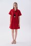 Women's Red Polo Collar Short Sleeve Mini Dress with Pocket Detail