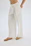 Alidah Pleated Ecru Wide Leg Trousers - 3