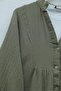 V-Neck Half-Buttoned Piece Muslin Dress with Elastic Sleeves -Khaki - 6