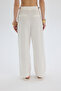 Alidah Pleated Ecru Wide Leg Trousers - 5