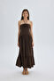Elisa Rose Detail Dark Brown Long Dress - 2