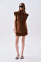 Women's Brown Mini Skirt with Pocket Detail