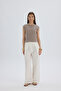 Alidah Pleated Ecru Wide Leg Trousers - 6