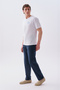 Men's White Comfort Fit Embroidered Crew Neck T-Shirt - 3
