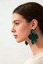 Floral Three-Dimensional Large Green Women's Earrings 7 cm - 4