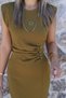 Olive Zero Sleeve Dress with Side Buttons - 4