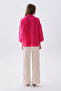 Women's Fuchsia 3/4 Sleeve Oversize Linen Shirt - 2