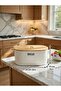 Metal Bread Box and Bread Bin with Bamboo Lid - Lid with Cutting Board Feature (34X19X16 cm) - 2