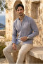 Breathable Elegant Casual Carina Striped Cotton Men's Shirt - Navy - 5