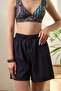 Swimming Shorts Women Navy Blue Stretchy Parachute