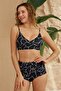 Bikini Set High Waist Recovery Black Striped Model - 4