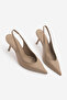 Women's Stiletto Pointed Toe Open Back Strap Short Classic Heeled Shoes Dorve Mink - 3