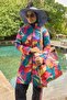 Fully Covered Hijab Swimsuit Colorful Giant Floral Navy Blue - 6