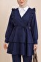 Ruffled Front Lace-Up Skirt and Layered Trousers Kimono Set -Laci