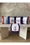 Marine Themed 5-Piece Combination Throw Pillow Cover and Runner Set (Ribbed and Fringed)
